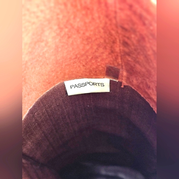 Vintage RARE Passports Suede Patchwork Knee High Low Heel Boots Red Tan Brown - Picture 14 of 15